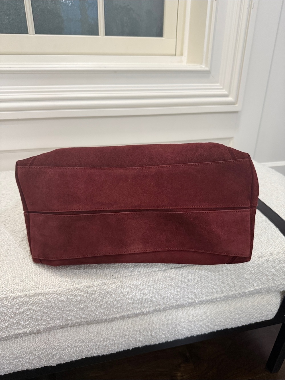 Zara Burgundy Suede Shoulder Bag with Silver Stud Strap - Picture 4 of 7